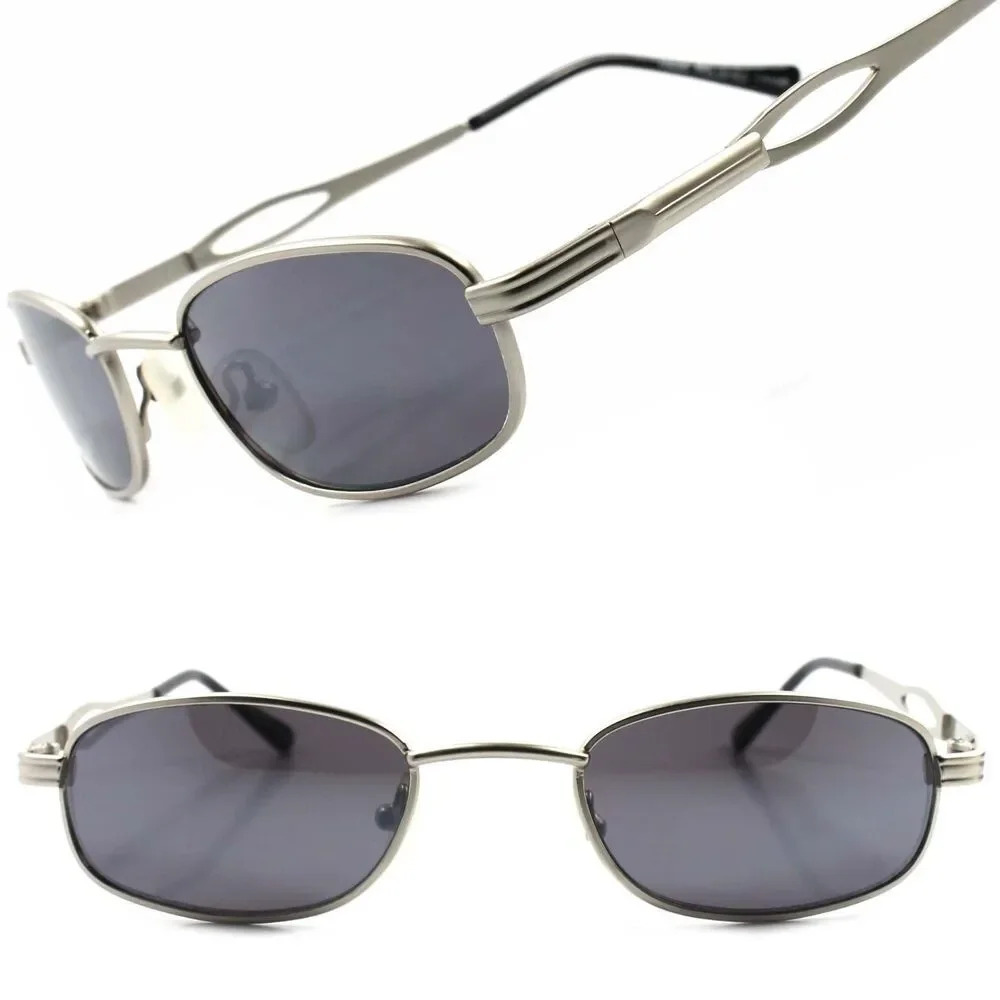 Classic Vintage Retro 80's Urban Fashion Mens Small Silver Rectangle Sunglasses